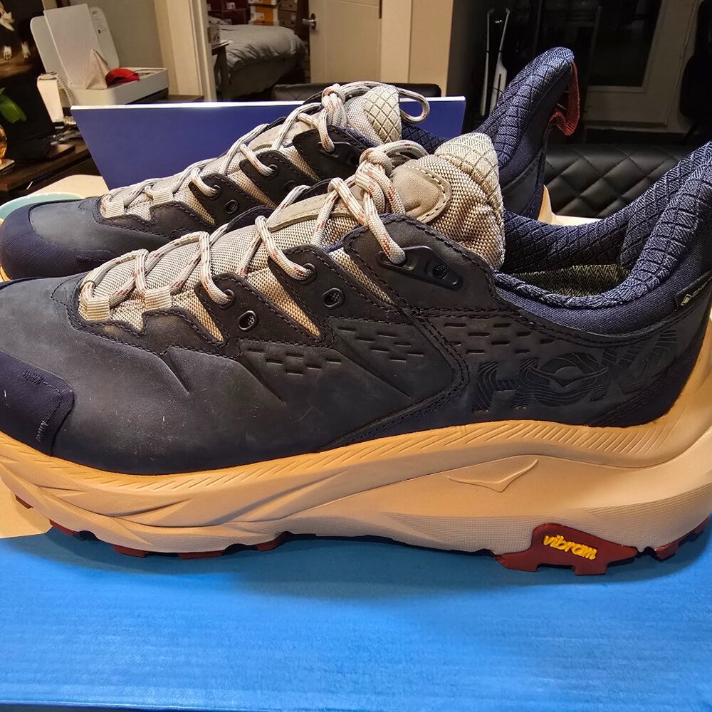 Hoka One One Kaha 2 Low GTX WP Limestone Leather Hiking Shoes Men's Sz 10 US